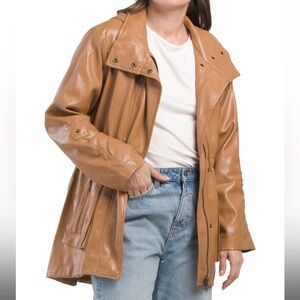 Tart Women's Tan Faux Leather Jacket Size S